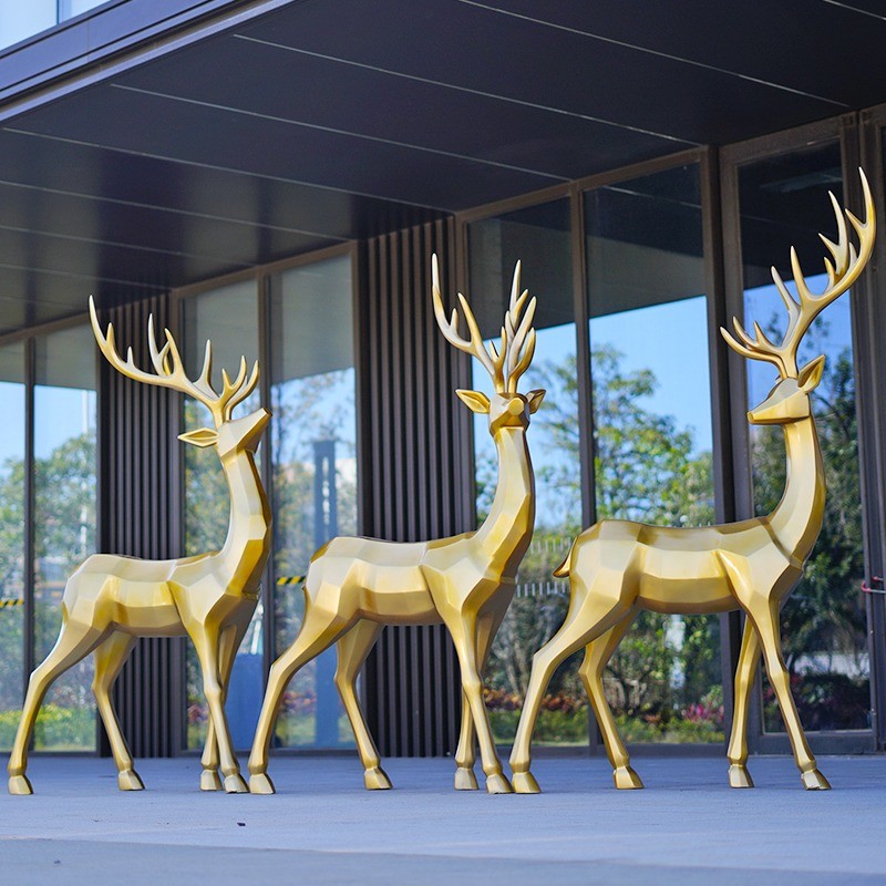 Fiberglass Sculpture Plum Blossom Deer Hotel Lobby Furniture Garden Landscaping Property