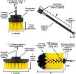 Yellow Power Scrubber Drill Brush 3 Piece Kit For Cleaning