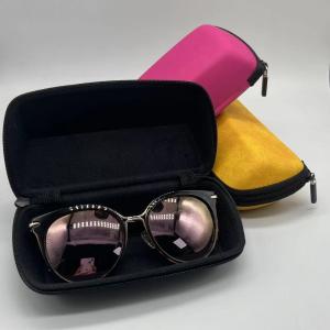 China Suede Surface Multicolor zipper glasses case Hard Cover factory