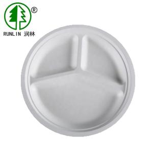 China Biodegradable disposable sugarcane fiber 3 compartments divided food tray factory