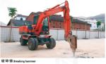 Recyclable Scrap Equipment Wheel Excavator With Four Foot Steel Scrap Clamp