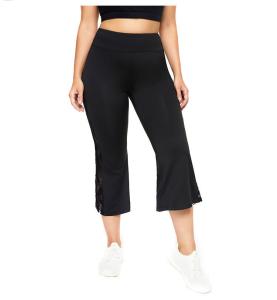 China OEM ODM Women'S Plus Size Yoga Wear Black Wide Leg Cropped Pants factory
