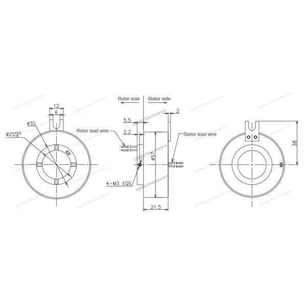 Through Bore Slip Ring with Inner Bore optional and Electric Power Rotary Joint