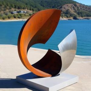 China Decoration Natural Corrosion Steel And Stainless Steel Fish Sculpture factory