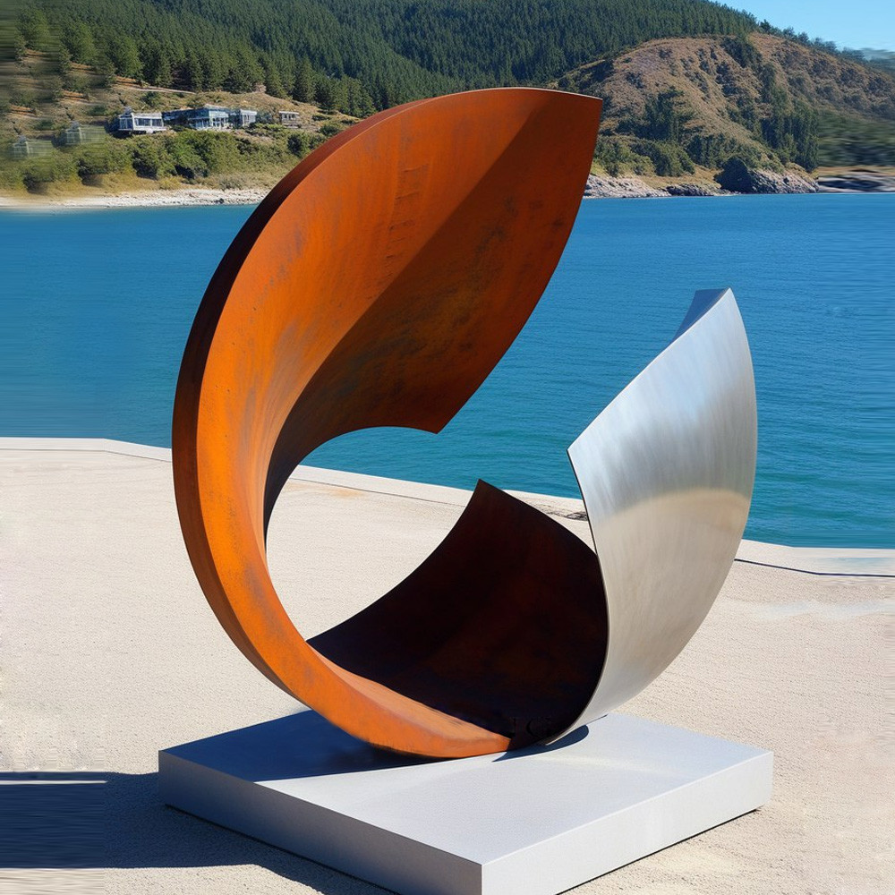 Decoration Natural Corrosion Steel And Stainless Steel Fish Sculpture