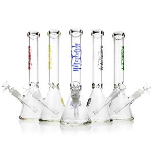 China 12'' Beaker Ice Water Bong / Tabacco Glass Bongs With Label 5mm Thick factory