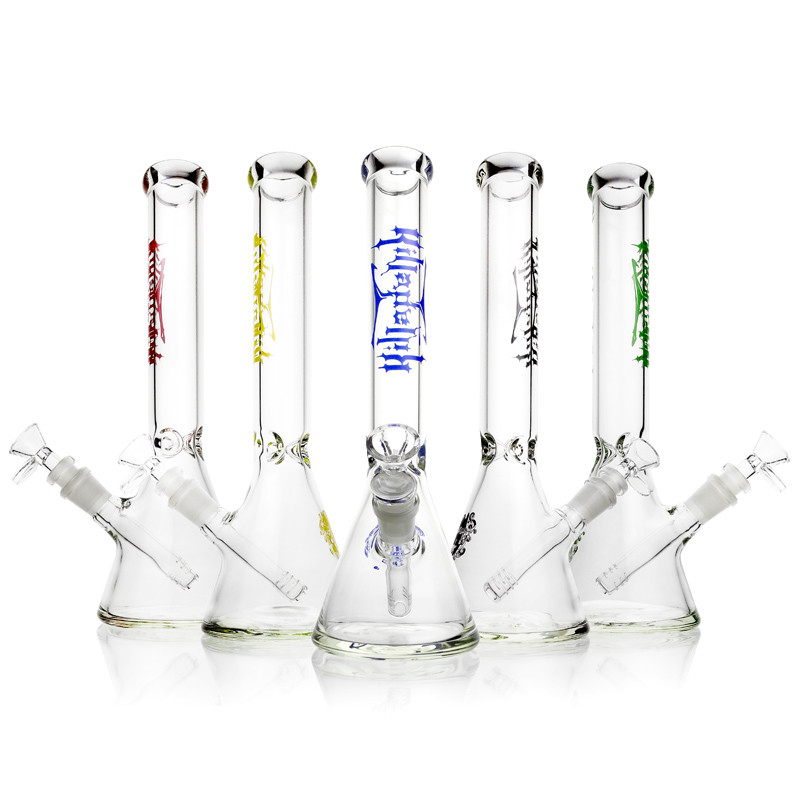 12'' Beaker Ice Water Bong / Tabacco Glass Bongs With Label 5mm Thick