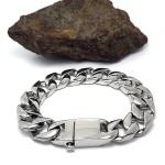 Men's Curb Link Chain Bracelet 316l Titanium Stainless Steel 15mm Width Silver