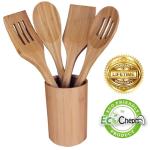 Eco Friendly Bamboo Kitchen Supplies 4 Piece Non Scratch Bamboo Utensil Set