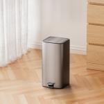 Rolling Cover Type 28L Stainless Steel Soft Close Square Pedal Trash Bin Foot