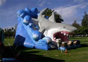 China Giant 8M Length Outdoor Commercial Inflatable Shark Slide For Players factory