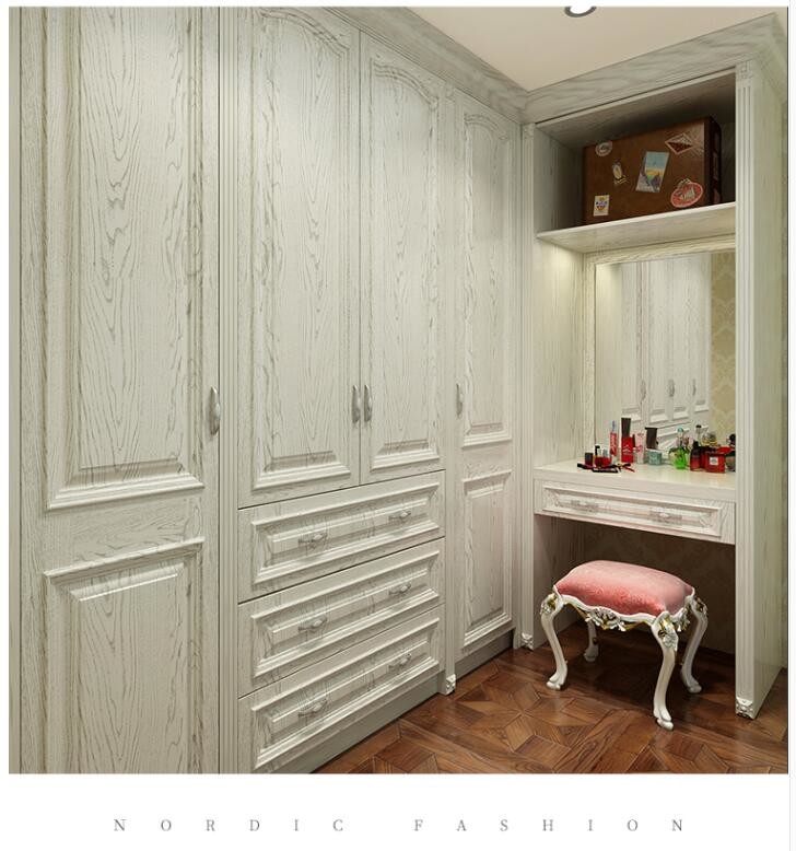 55cm Aluminum Glass Door Wardrobe With Glass Sliding Leather Face Drawers