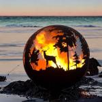 Steel 600mm Outdoor Fire Pit Ball Wood Burning Firepit Wooden Box Packaging