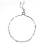 Sterling Silver CZ Bolo Bracelet 2.4mm Round Stone Solitaire Diamond Bracelet