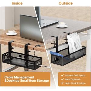 Metal Under Desk Cable Management Box Clamp for Supporting Fixed Storage Holders