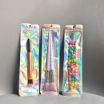 Gift Cosmetic Packaging Bag Smell Proof Holographic Clear Cosmetic Brush Pen