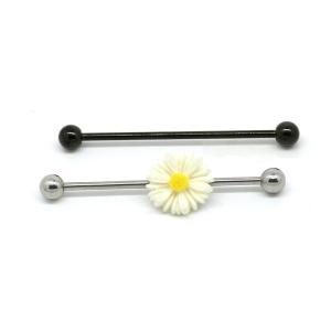 China New arrival acrylic flower on industrial bar ear piercing jewelry set factory