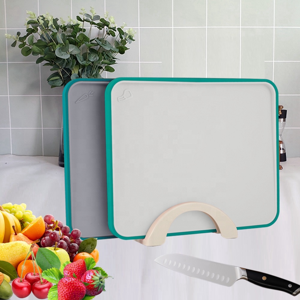 Custom Colored PP Chopping Blocks With Tray Index Plastic Cutting Board Set Large Size