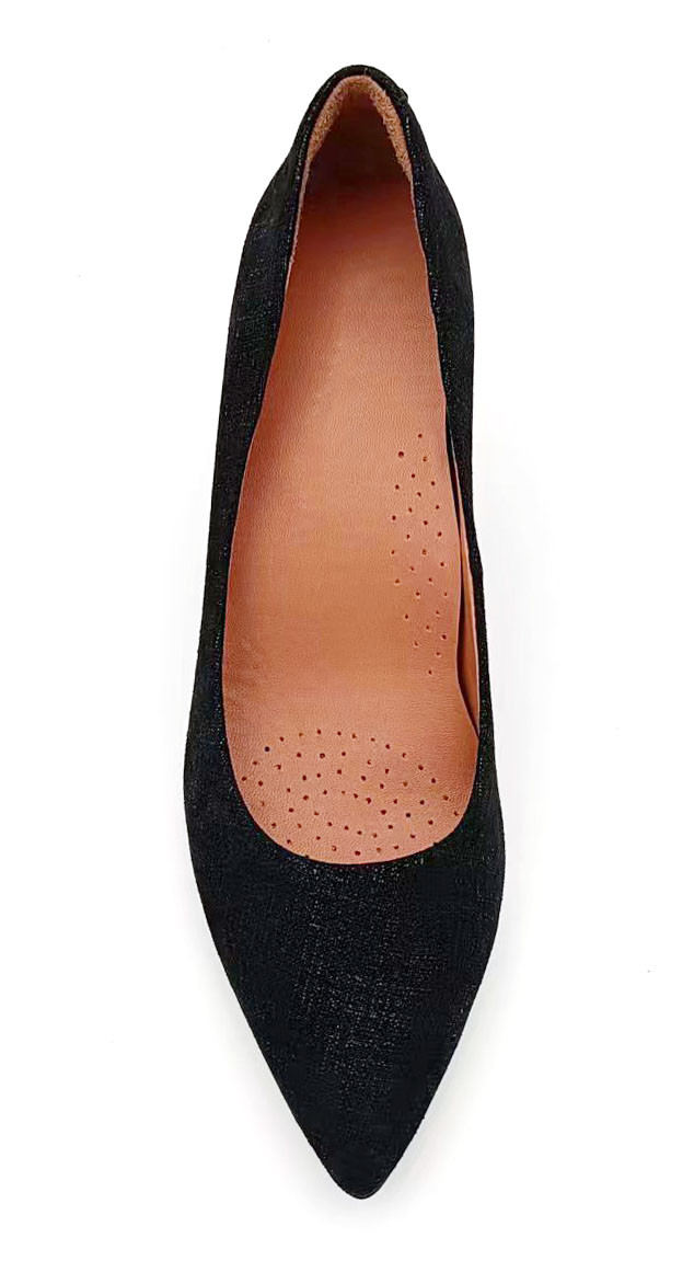 customized Black Women Heels , Slingback Pump Heels With Leather Material