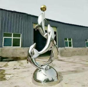 China Decoration Polished Metal Dolphin Sculpture Garden Statues And Ornaments factory