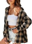 Fashion Women′s Flannel Plaid Shirt Button-Down Regular Fitted Long-Sleeved