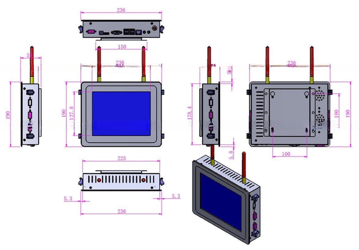Embedded Open Frame High Brightness 8 Inch 8.4 Inch Industrial Grade Waterproof LCD Monitor With Touch screen