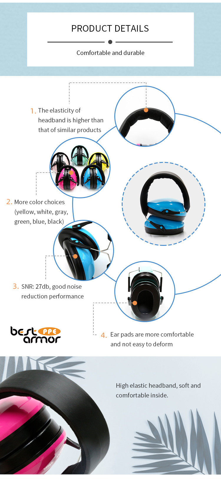 Kids Customized Ear Defenders Colorful Children Hearing Protection Noise Cancelling Earmuff Ear Muffs For Baby