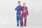 Lovers Pyjamas Cotton Yarn Dyed Check Flannel Long Sleeve Long Pants Satin
