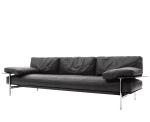 Light Luxury Minimalist Multi-seat Black Hotel Room Leather Sofa With Metal