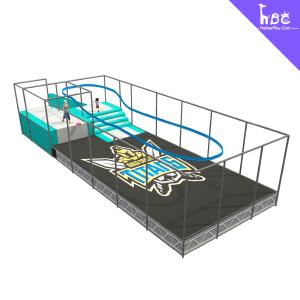 China Business Kids Indoor Play Equipment Trampoline Air Cushion Zip Line Combination factory