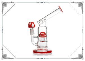 China America Red Glass Oil Rig Bong With Mushroom Percolator Hookah Rock Water Bubbler factory