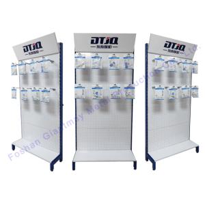 Perforated Shelf Cell Phone Rack Mobile Accessories Display Stand With Hooks