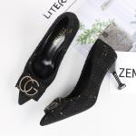 ZM033 201-1 Spring And Summer 2020 New Solid Color Metal Buckle Pointed Stiletto