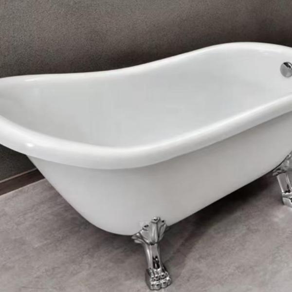 Freestanding White Fiberglass Slipper Tub 4 Claw Foot Acrylic Slipper Clawfoot