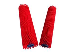 China Nylon PP Roller Glass Cleaning Brush , Red Color Rotary Cleaning Brush factory