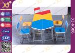 Colorful Collaborative Study Spliced Desk And Chair For High School Student