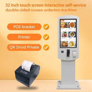 32" Interactive Self-Service Ordering Kiosk, Vertical Dual-Sided Touch Screen