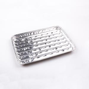 China FDA Rectangular Foil Trays Aluminum Foil Bbq Pans With Hole factory
