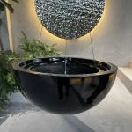 Bowl Shape Black Fiberglass Plant Pots for Garden Home Floor