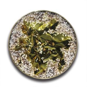 China Handmade Wall Arts Paintings Round Abstract 3D Metal Art Painting For Modern Home Decor factory