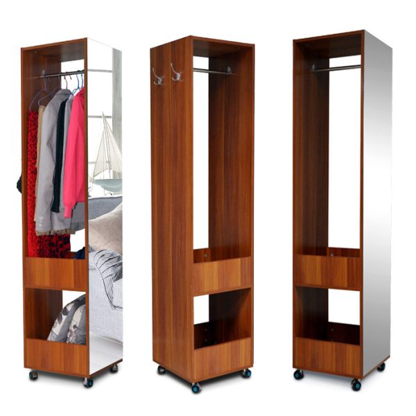 China Multifunctional 180cm Movable Mirrored Wooden Clothes Wardrobe factory