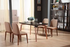 China luxury rectangle wooden dining table with metal leg factory