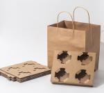 Biodegradable 2 Cup 4 Cup Disposable Coffee Paper Holder Tray Portable Takeout