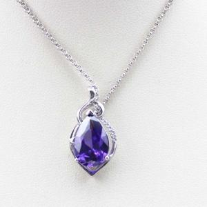 China 925 Silver 6mmx8mm Purple Aemthyst Cubic Zircon Pendant Necklace (PSJ0401E) factory
