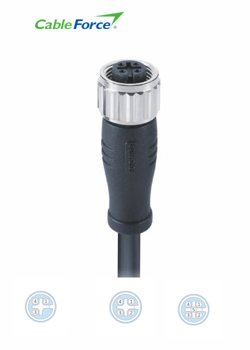 4 Pin Unshieled M12 A Code Female Straight Connector 2m Pvc Industrial Automation