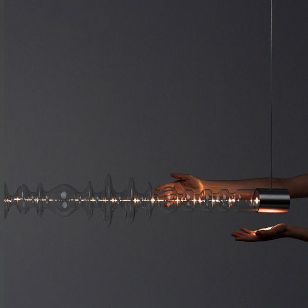 Postmodern minimalist restaurant lamp nordic long glass office exhibition hall chandelier