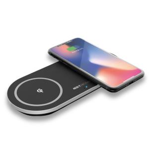 China Factory Wholesale High Efficiency 7.5W 10W Total 20W Aluminum Dual QI Fast Wireless Charger Pad for Iphone 8/Iphone X/ S factory