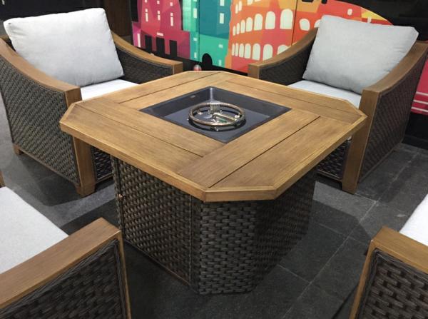 41'' Square Chat Wicker Barbecue Outdoor Fire Pit Table Outdoor Gas Garden