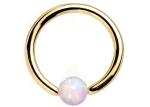 Hoop 18K Gold Nose Piercing With Natural Opal Inner Diameter 8-12mm
