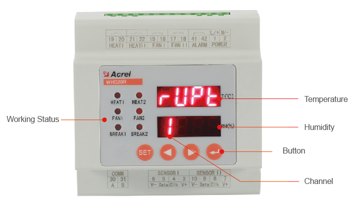 Acrel WHD20R-22 intelligent smart digital Temperature and Humidity Controller